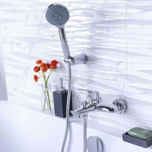 Essco Jaquar (MQT-CHR-517KN) Wall Mounted Bath & Shower Mixer with Telephone Shower Crutch – Chrome