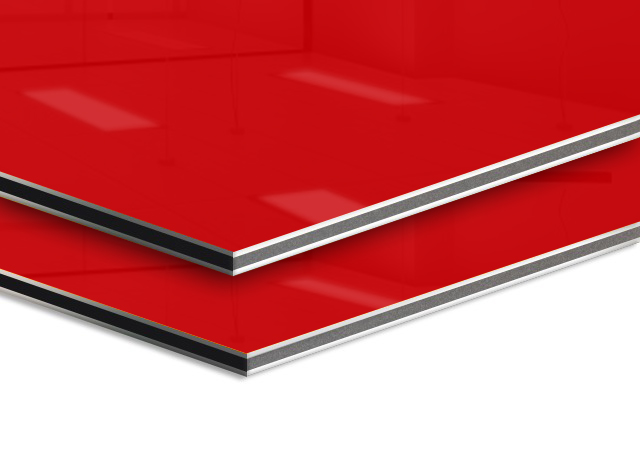 Glossy Red Aluminium Composite Panel - ACP Wall Cladding Sheet