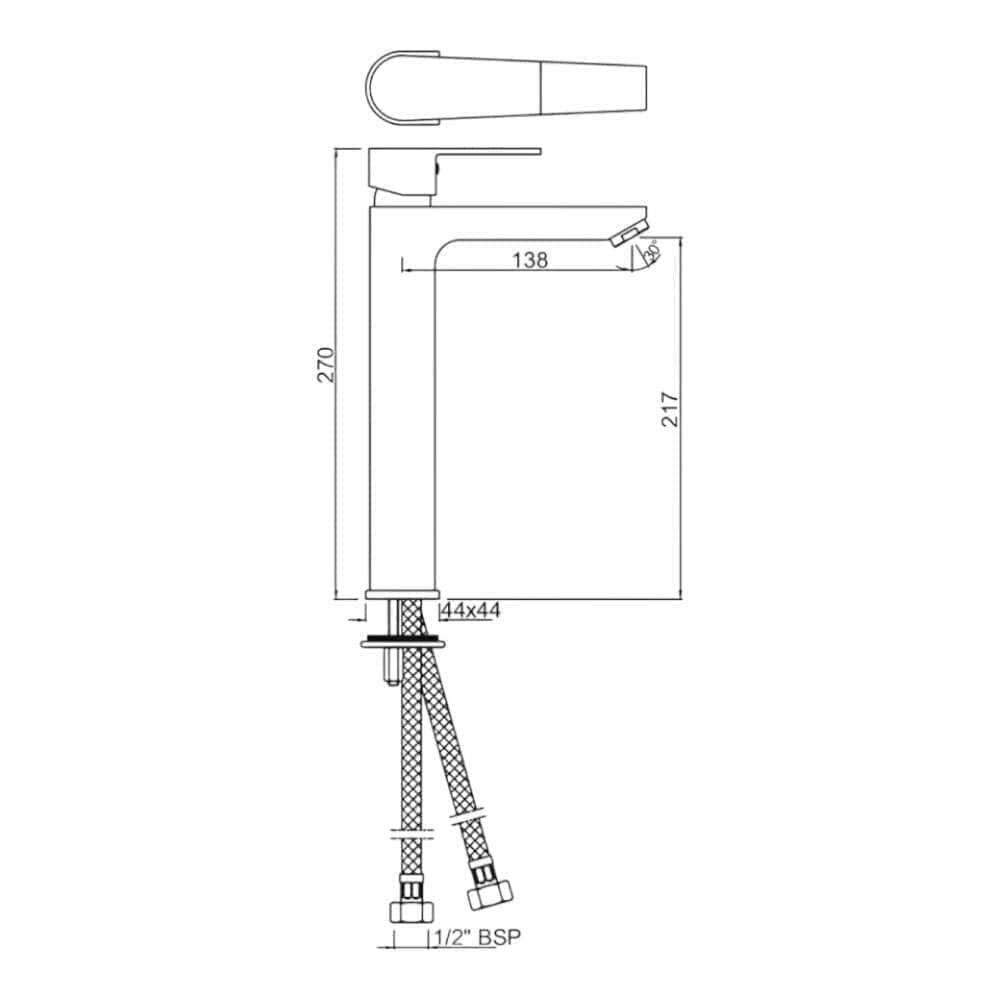 Jaquar (ARI-CHR-39005B) Single Lever High Neck Basin Mixer - Chrome - Image 2