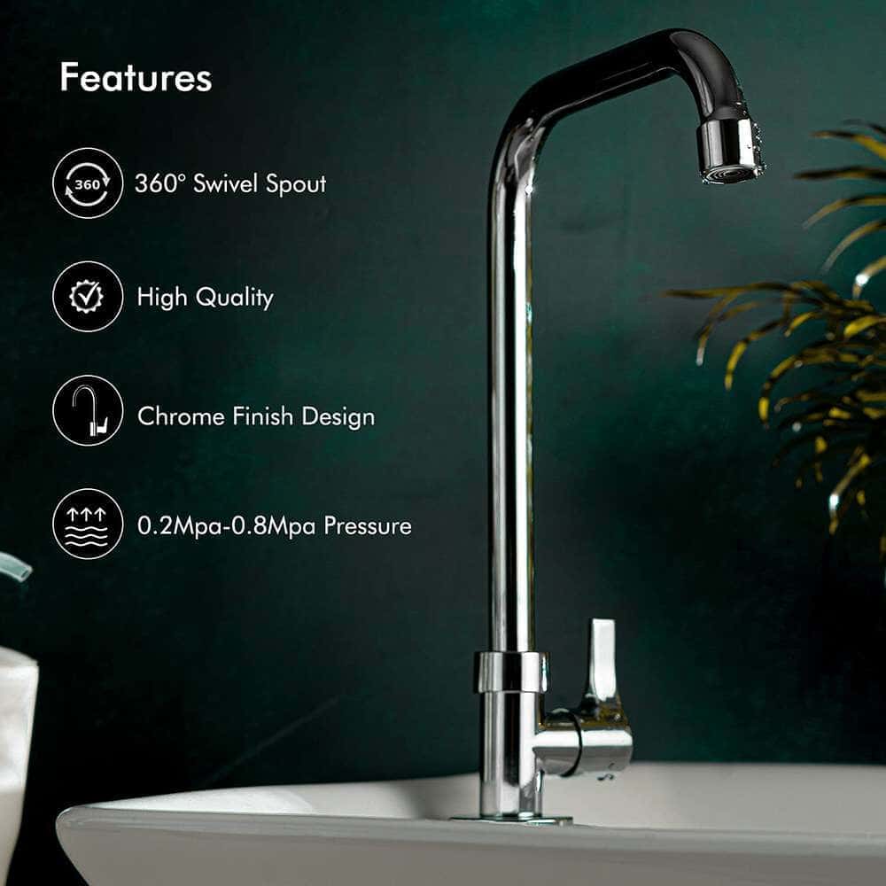 Geepas GSW61017 Single Lever Pillar Stainless Steel Kitchen Mixer Tap - Image 2