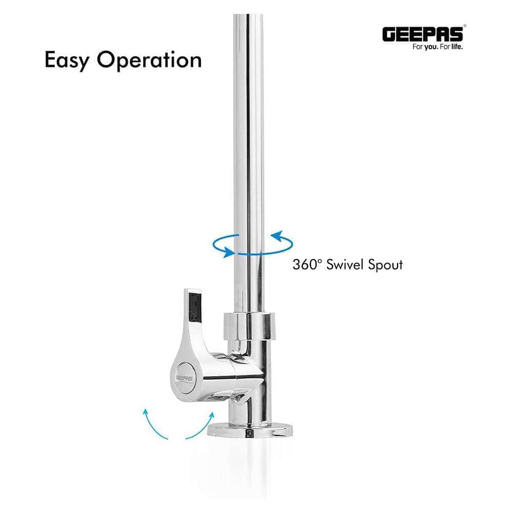 Geepas GSW61017 Single Lever Pillar Stainless Steel Kitchen Mixer Tap - Image 4