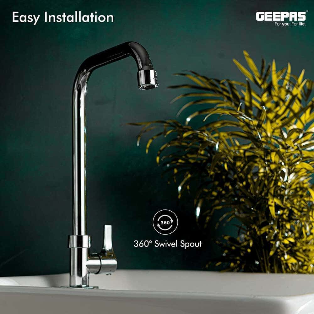 Geepas GSW61017 Single Lever Pillar Stainless Steel Kitchen Mixer Tap - Image 5