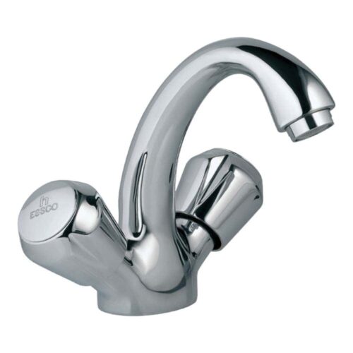 Essco Jaquar (MQT-CHR-516AKN) 375 mm Long Braided Hoses & Monoblock Basin Mixer with U Shaped Round Casted Spout – Chrome