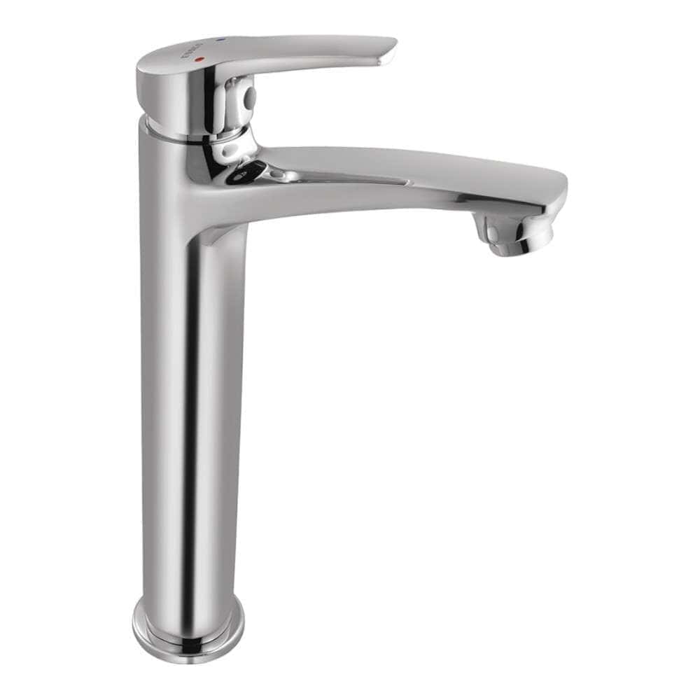 Essco Jaquar (STE-CHR-107005B) 600 mm Long Braided Hoses & Single Lever High Neck Basin Mixer without Popup Waste - Chrome